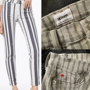 Hudson grey striped skinny jeans